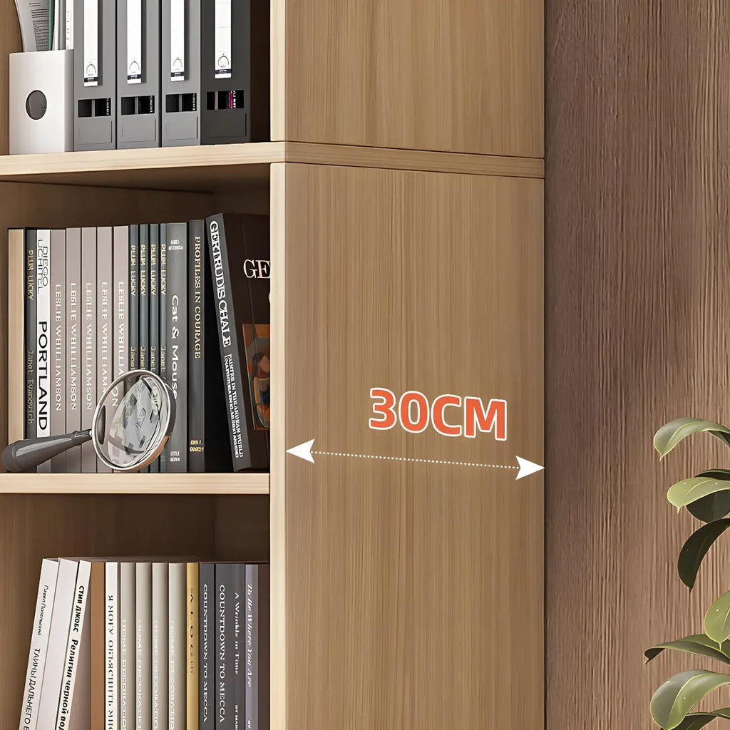 Narrow Tall Brown Wood 6-Shelf Closed Back Bookcase