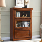 Brown Oak Wood Barrister Bookcases with Glass Doors