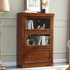 Brown Oak Wood Barrister Bookcases with Glass Doors