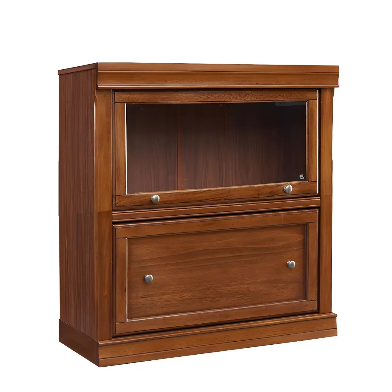 Brown Oak Wood Barrister Bookcases with Glass Doors