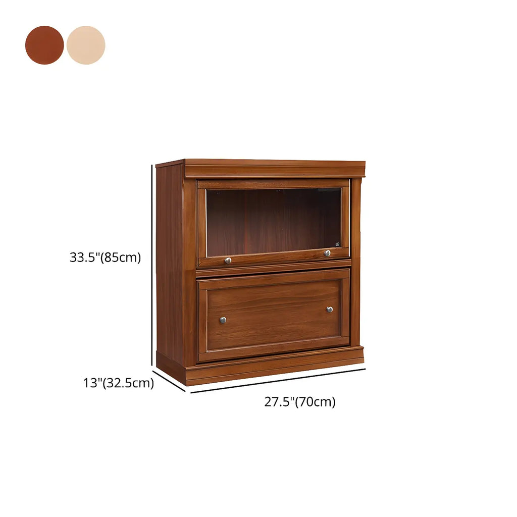 Brown Oak Wood Barrister Bookcases with Glass Doors