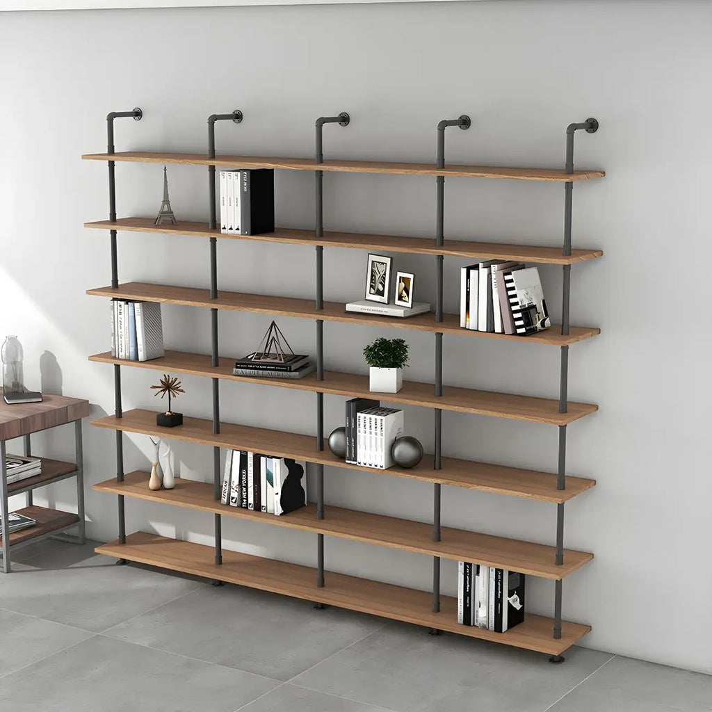 Industrial Black Wood Wall-Mounted Bookcase
