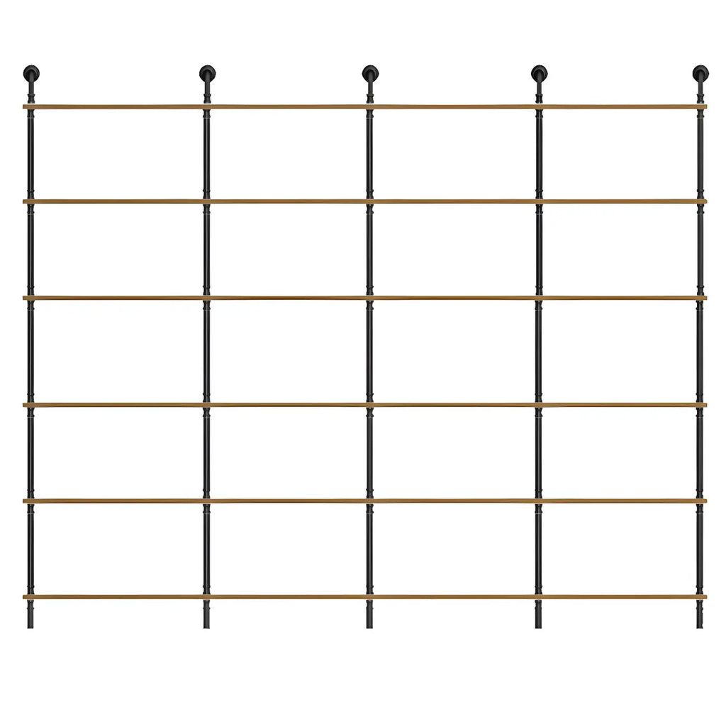 Industrial Black Wood Wall-Mounted Bookcase