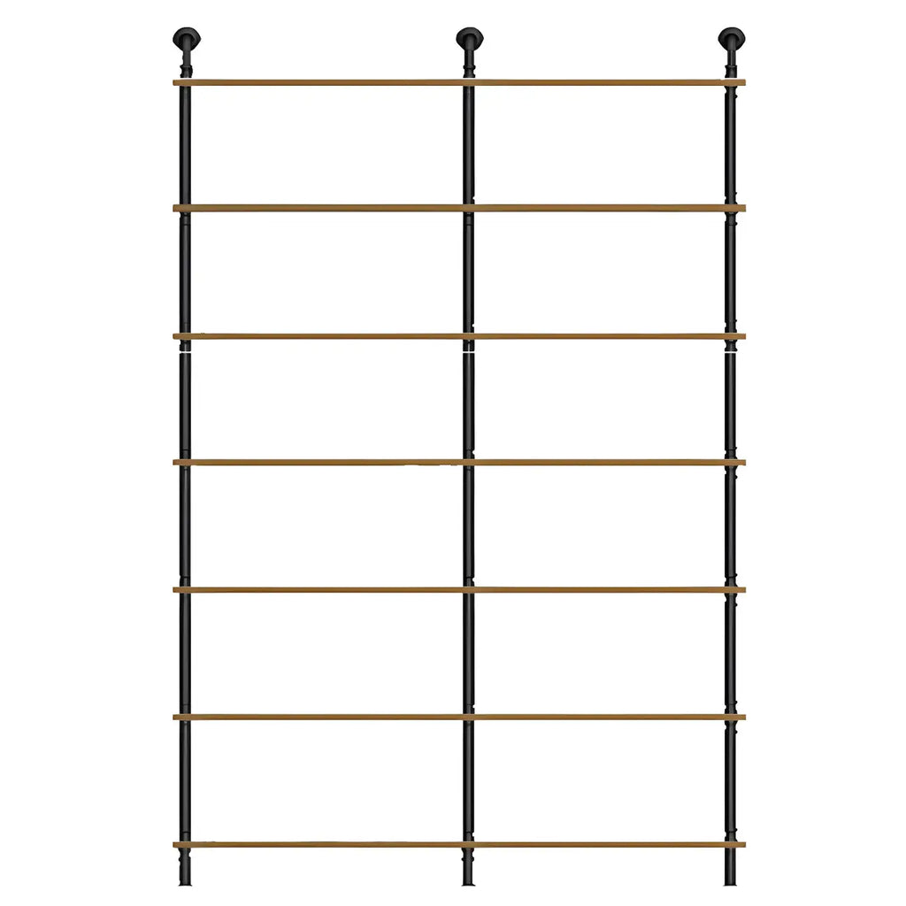 Industrial Black Wood Wall-Mounted Bookcase