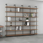Industrial Black Wood Wall-Mounted Bookcase