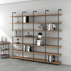 Industrial Black Wood Wall-Mounted Bookcase
