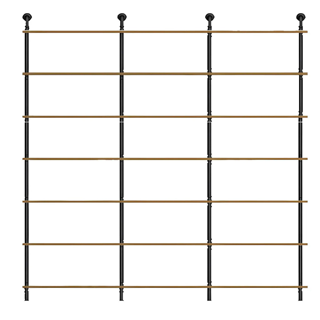 Industrial Black Wood Wall-Mounted Bookcase