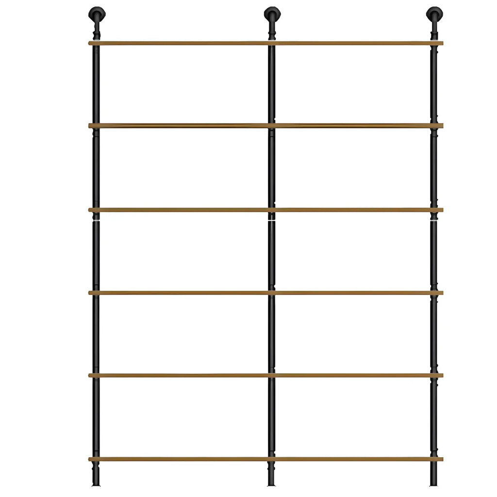 Industrial Black Wood Wall-Mounted Bookcase