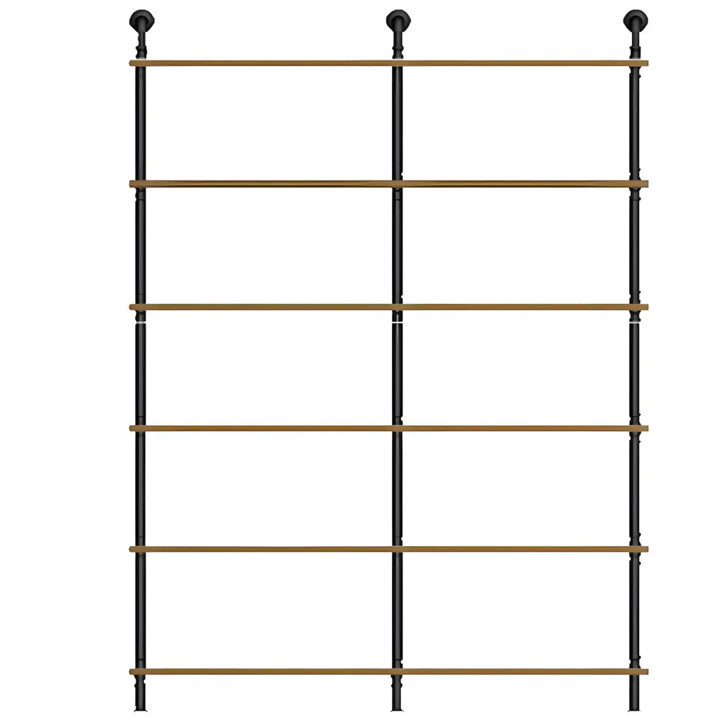 Industrial Black Wood Wall-Mounted Bookcase