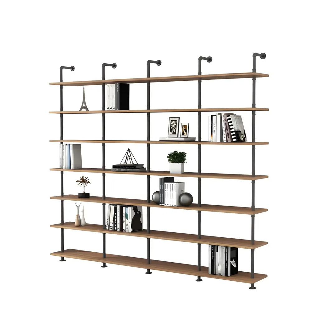 Industrial Black Wood Wall-Mounted Bookcase