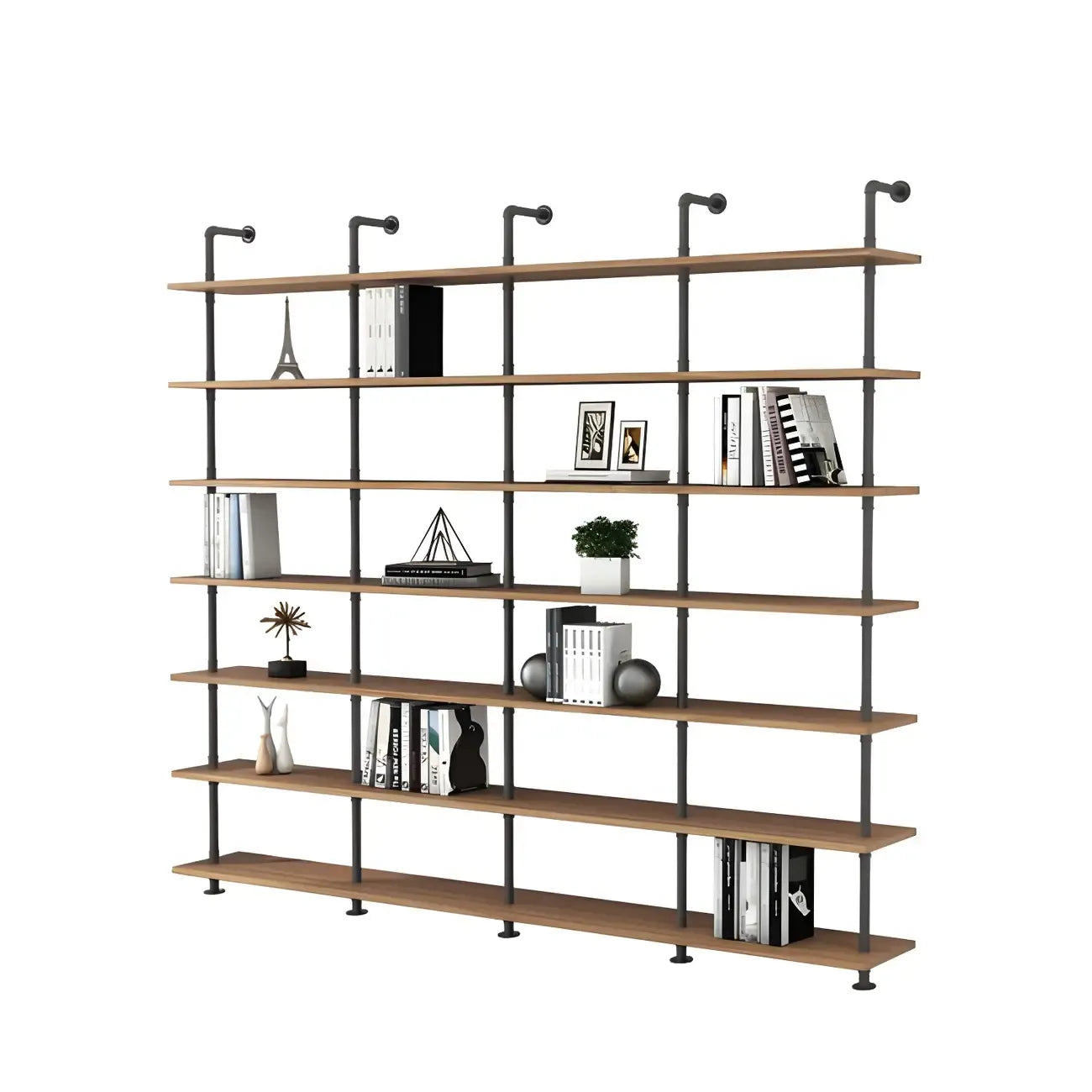 Industrial Black Wood Wall-Mounted Bookcase