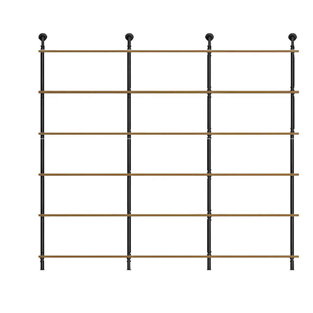 Industrial Black Wood Wall-Mounted Bookcase