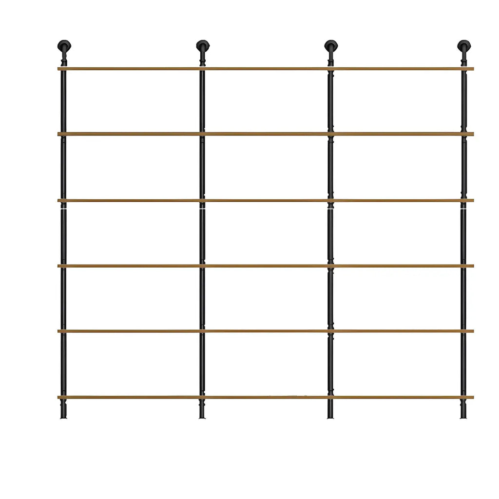 Industrial Black Wood Wall-Mounted Bookcase