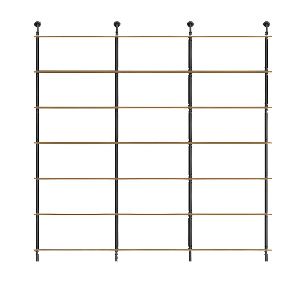 Industrial Black Wood Wall-Mounted Bookcase