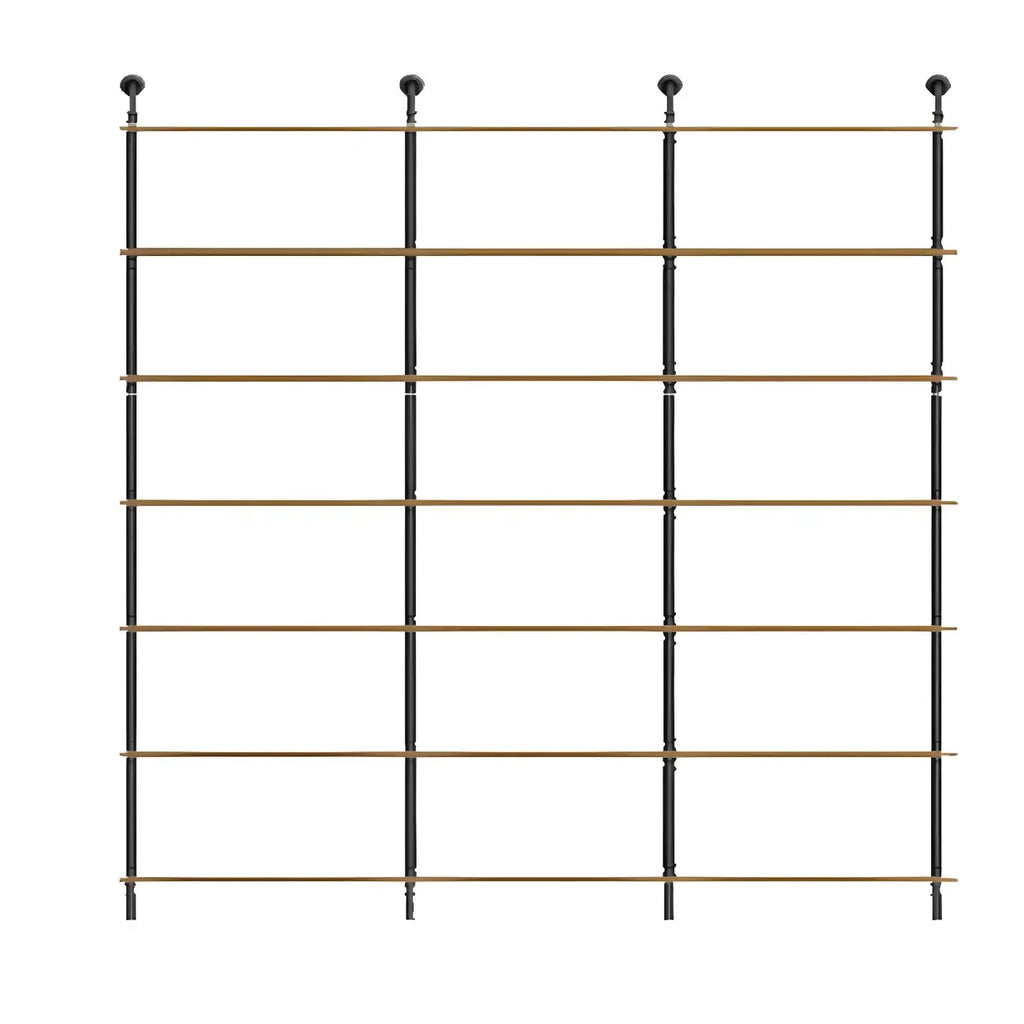 Industrial Black Wood Wall-Mounted Bookcase