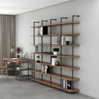 Industrial Black Wood Wall-Mounted Bookcase