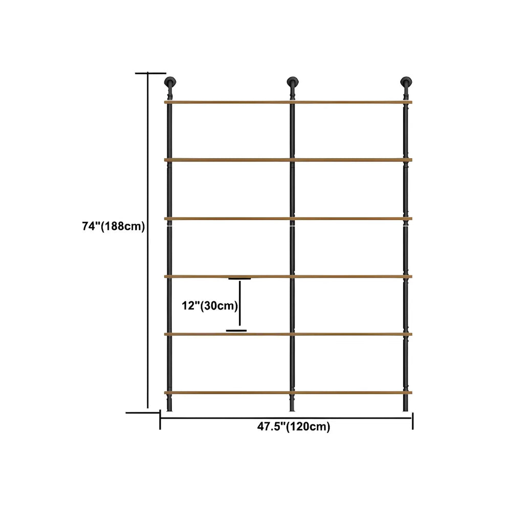 Industrial Black Wood Wall-Mounted Bookcase