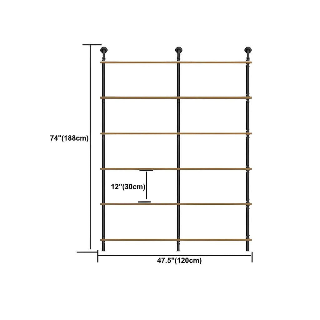 Industrial Black Wood Wall-Mounted Bookcase
