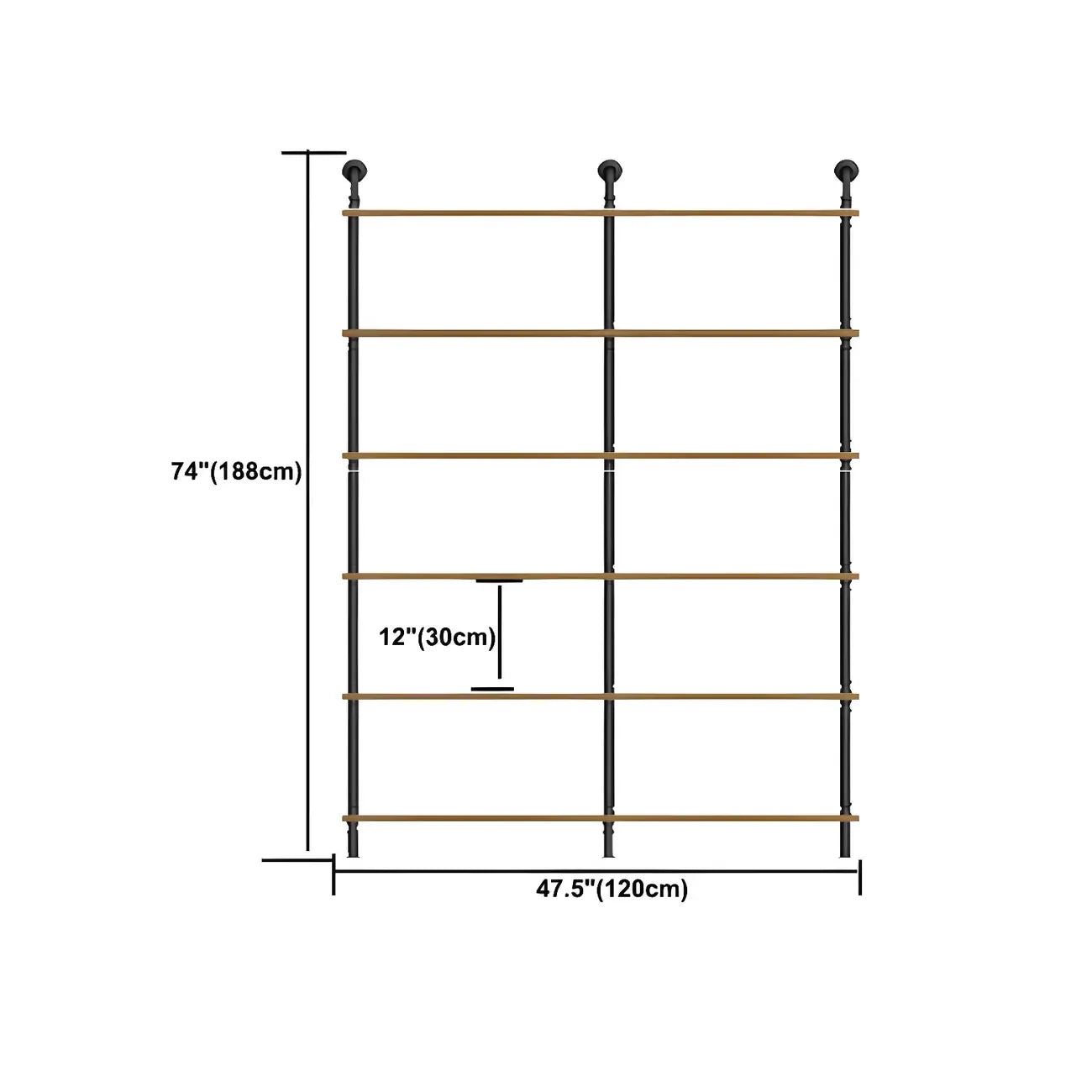 Industrial Black Wood Wall-Mounted Bookcase