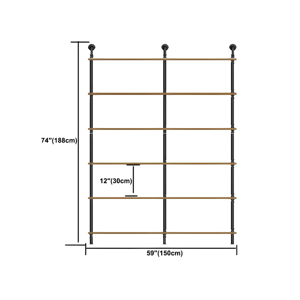 Industrial Black Wood Wall-Mounted Bookcase