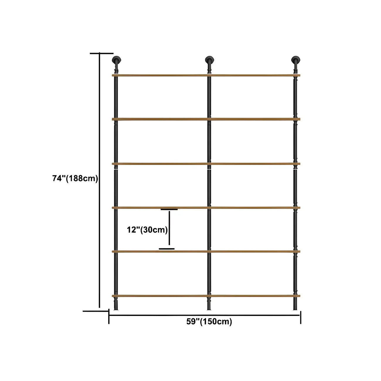Industrial Black Wood Wall-Mounted Bookcase