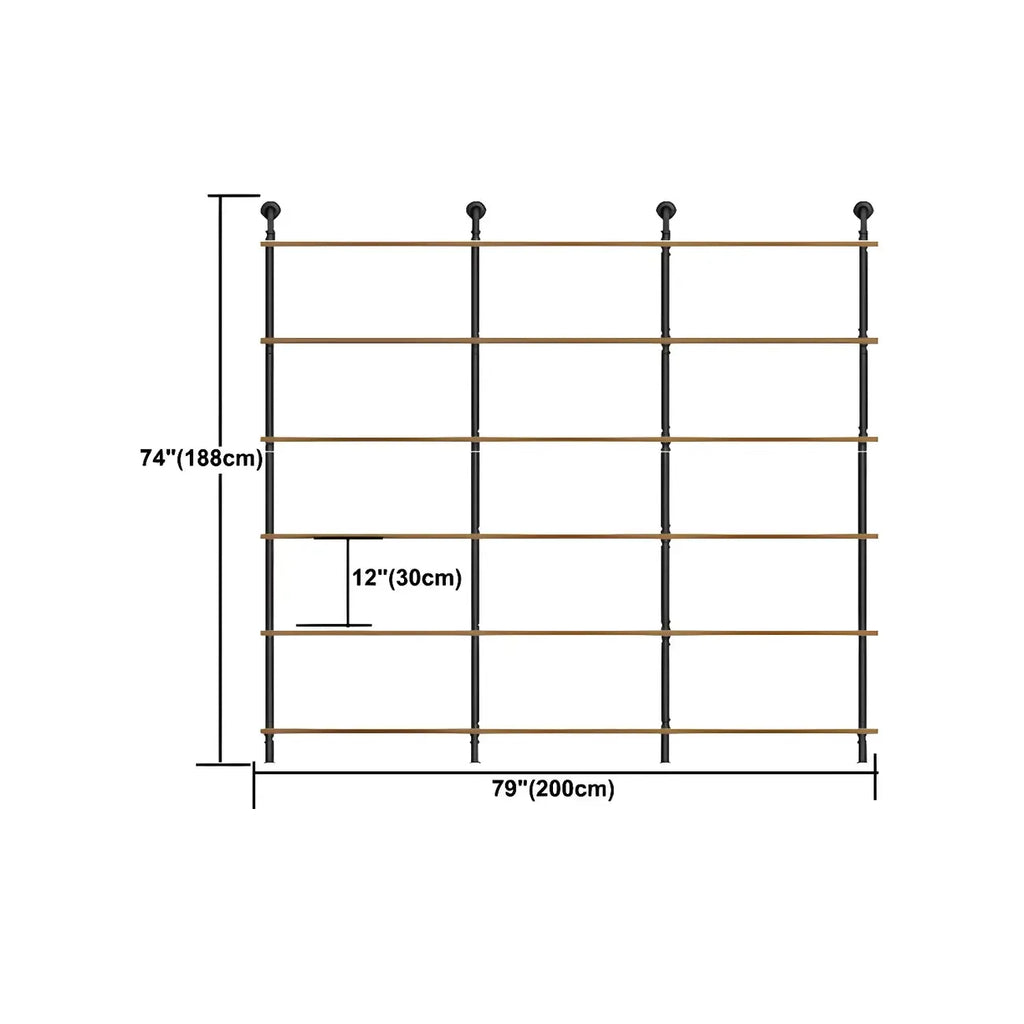 Industrial Black Wood Wall-Mounted Bookcase