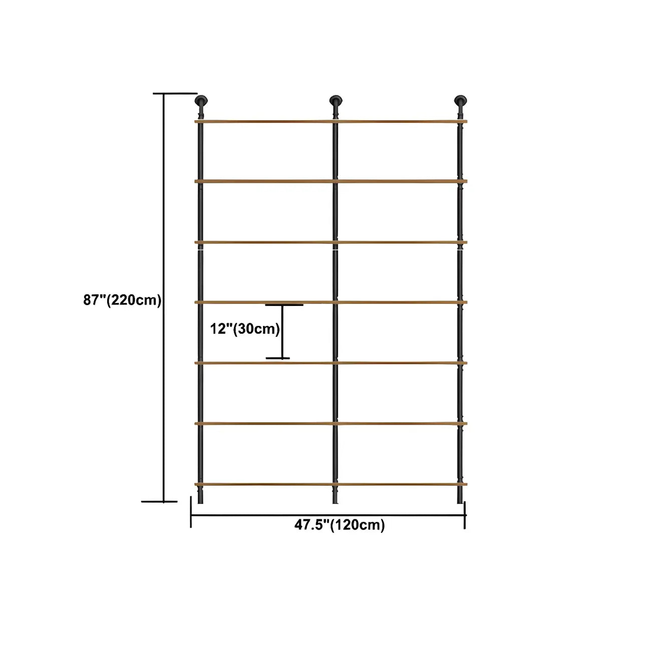 Industrial Black Wood Wall-Mounted Bookcase
