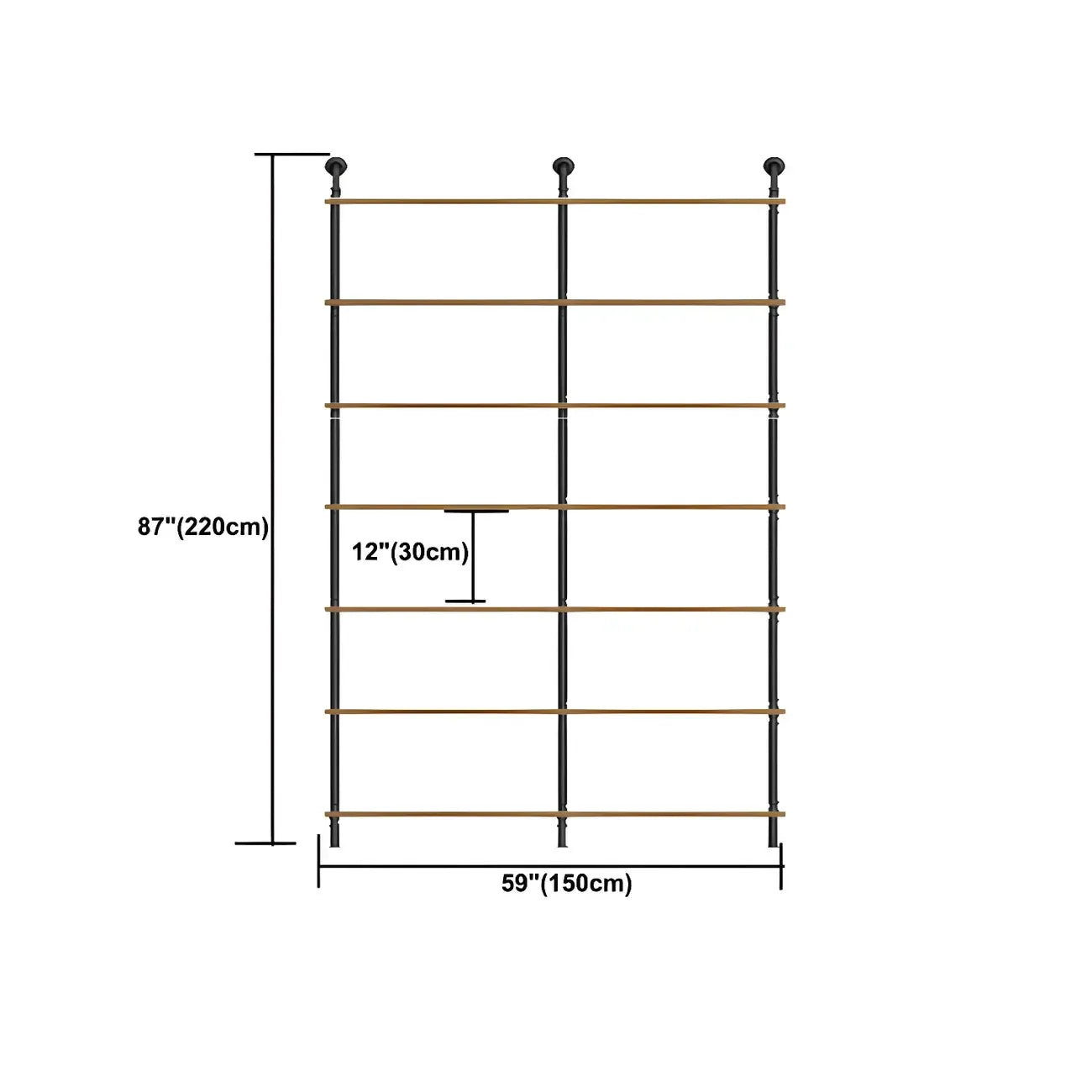 Industrial Black Wood Wall-Mounted Bookcase