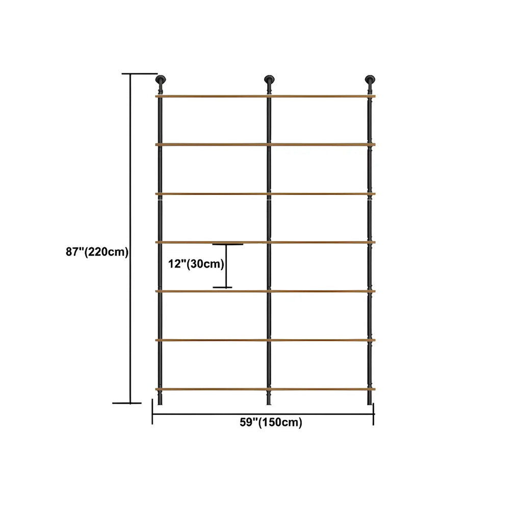 Industrial Black Wood Wall-Mounted Bookcase