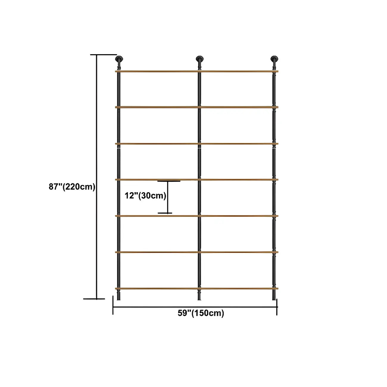 Industrial Black Wood Wall-Mounted Bookcase