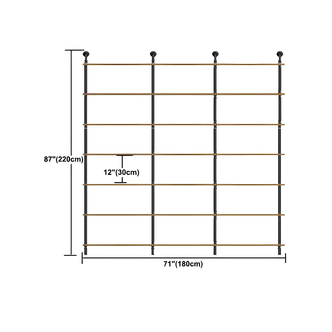 Industrial Black Wood Wall-Mounted Bookcase