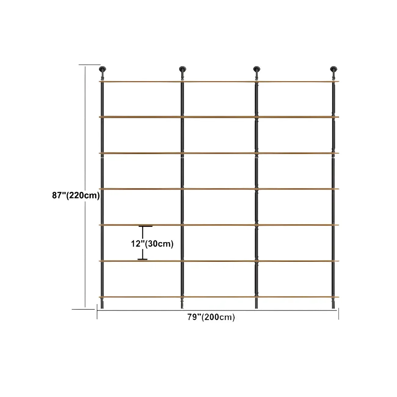 Industrial Black Wood Wall-Mounted Bookcase