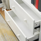 Modern White Wooden Bookcase with Storage for Home Office