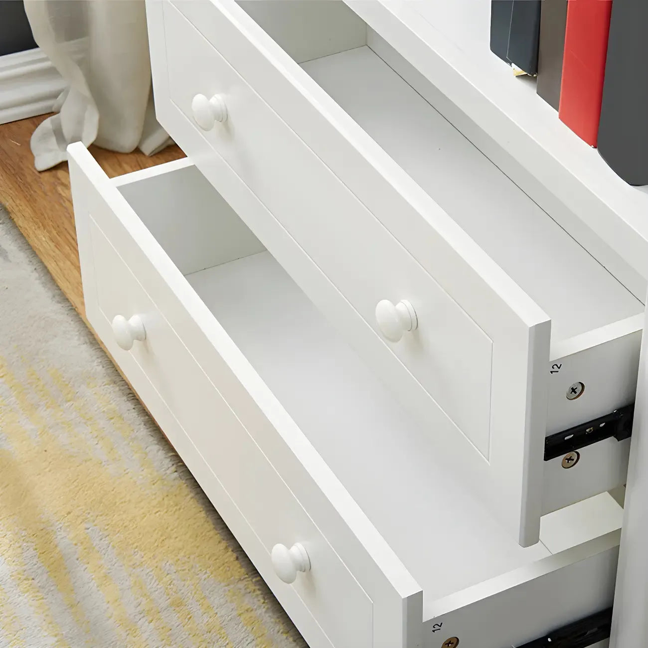 Modern White Wooden Bookcase with Storage for Home Office