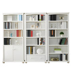 Modern White Wooden Bookcase with Storage for Home Office