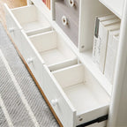 Modern White Wooden Bookcase with Storage for Home Office