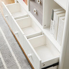 Modern White Wooden Bookcase with Storage for Home Office