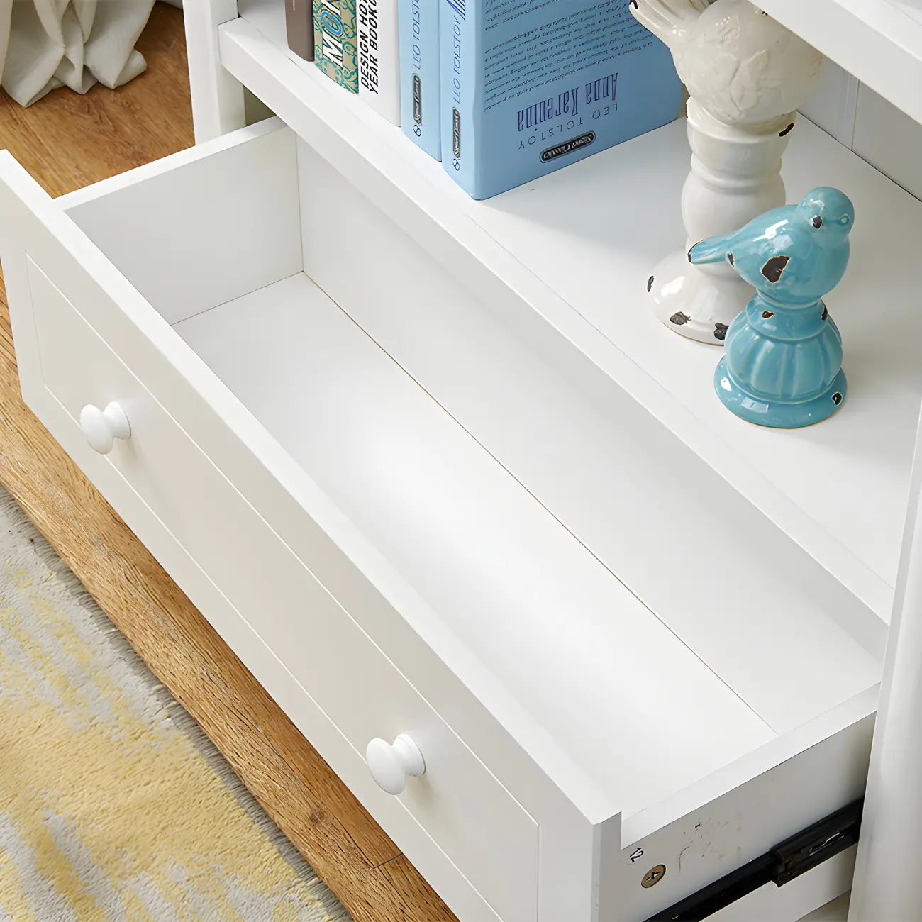 Modern White Wooden Bookcase with Storage for Home Office