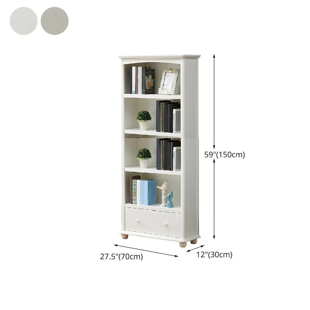 Modern White Wooden Bookcase with Storage for Home Office