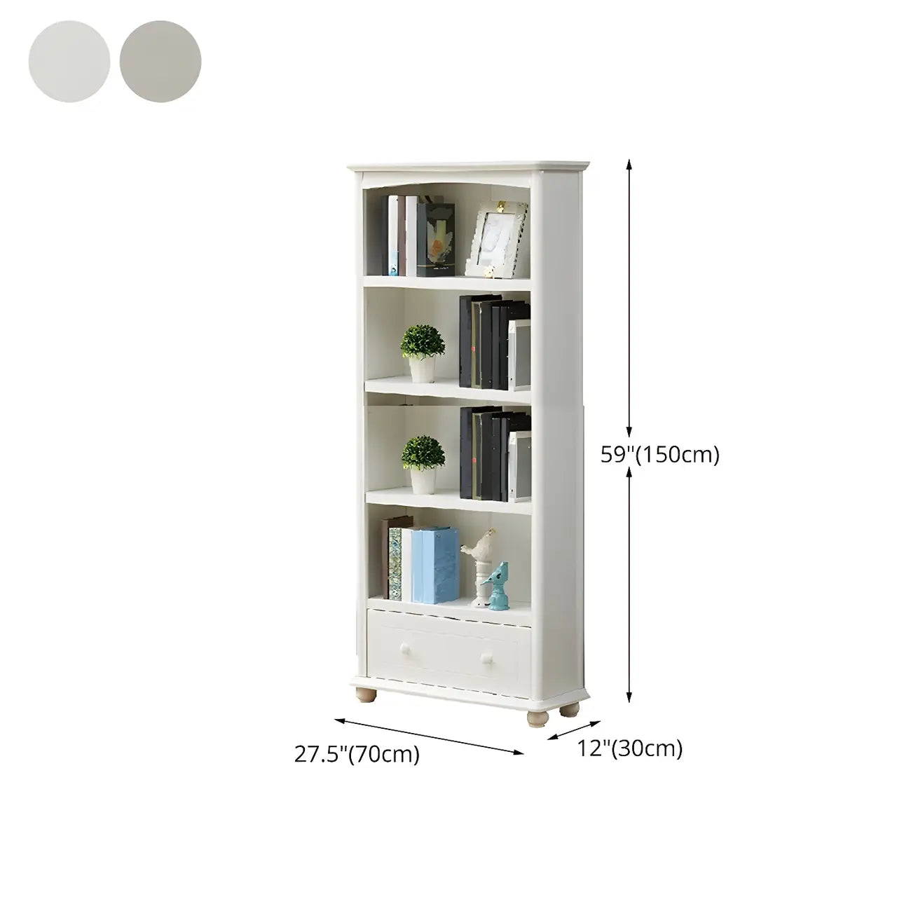 Modern White Wooden Bookcase with Storage for Home Office