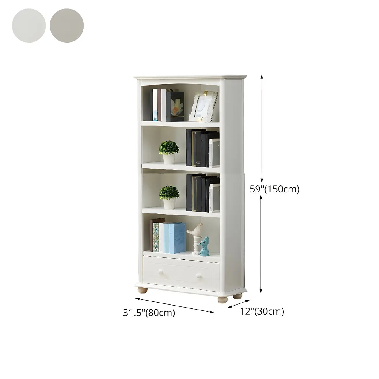 Modern White Wooden Bookcase with Storage for Home Office