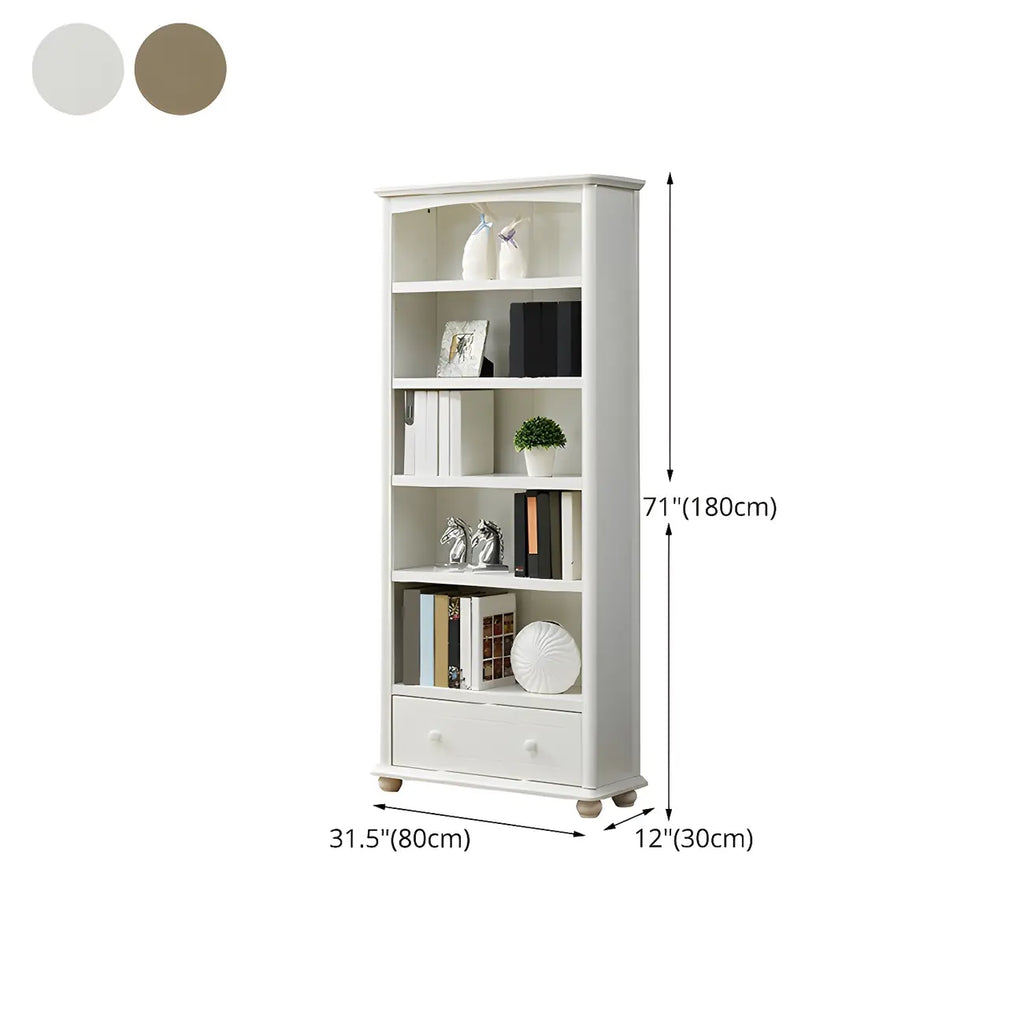 Modern White Wooden Bookcase with Storage for Home Office