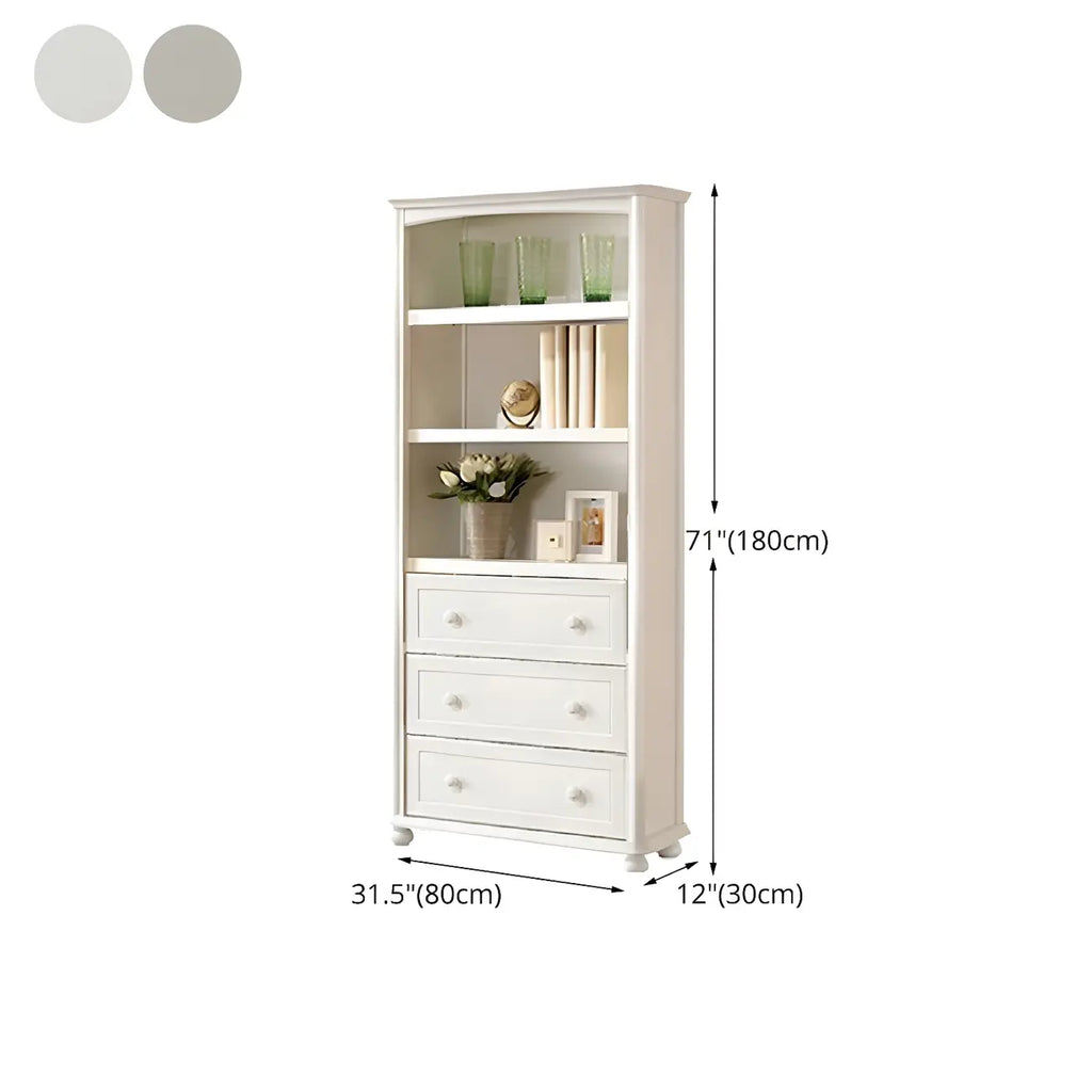 Modern White Wooden Bookcase with Storage for Home Office