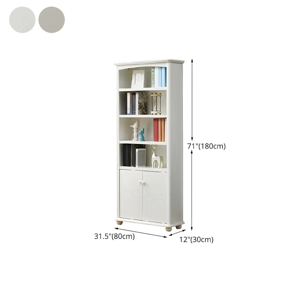 Modern White Wooden Bookcase with Storage for Home Office