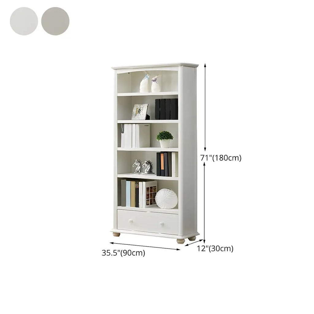 Modern White Wooden Bookcase with Storage for Home Office