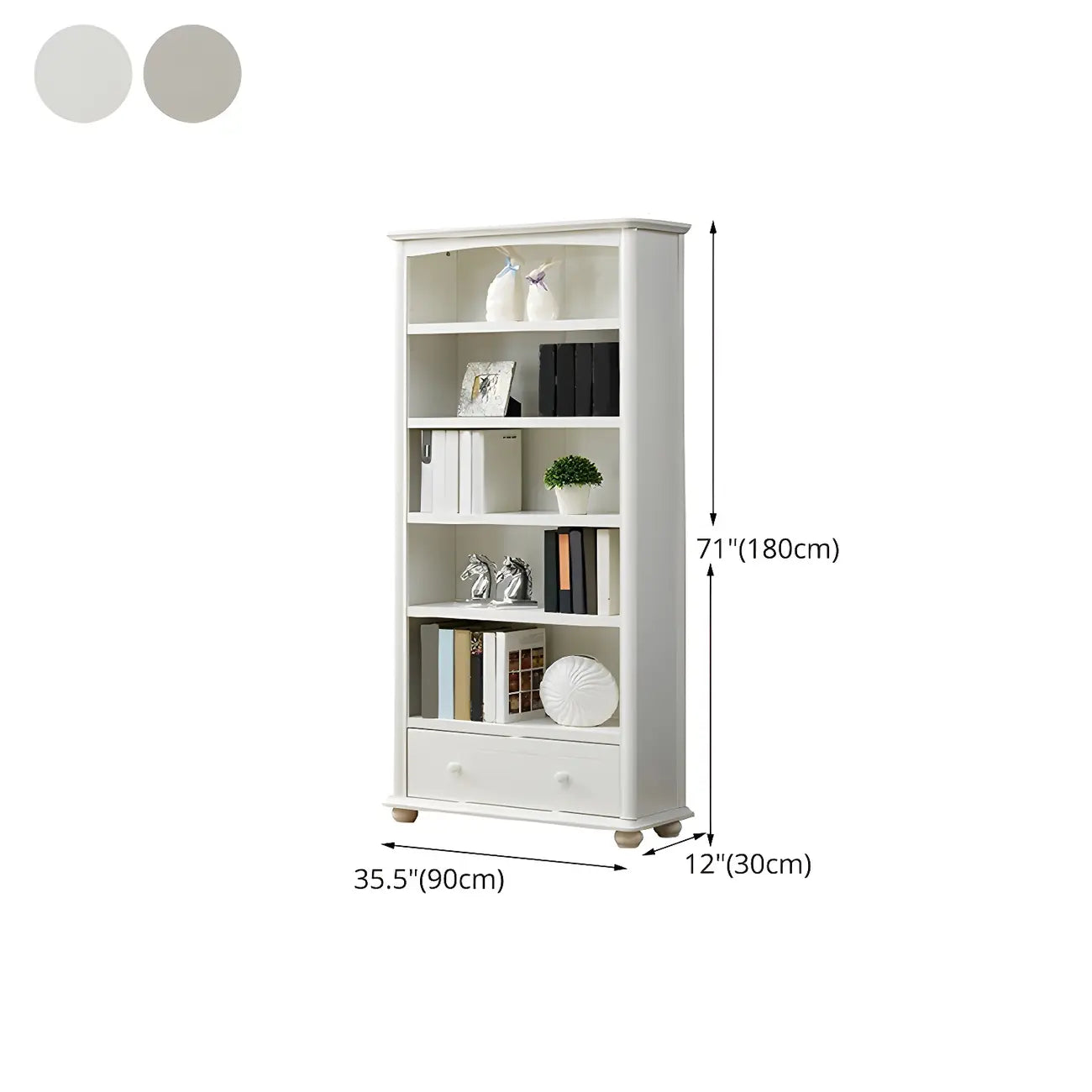 Modern White Wooden Bookcase with Storage for Home Office