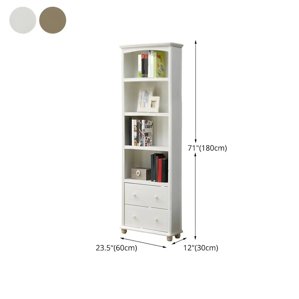 Modern White Wooden Bookcase with Storage for Home Office
