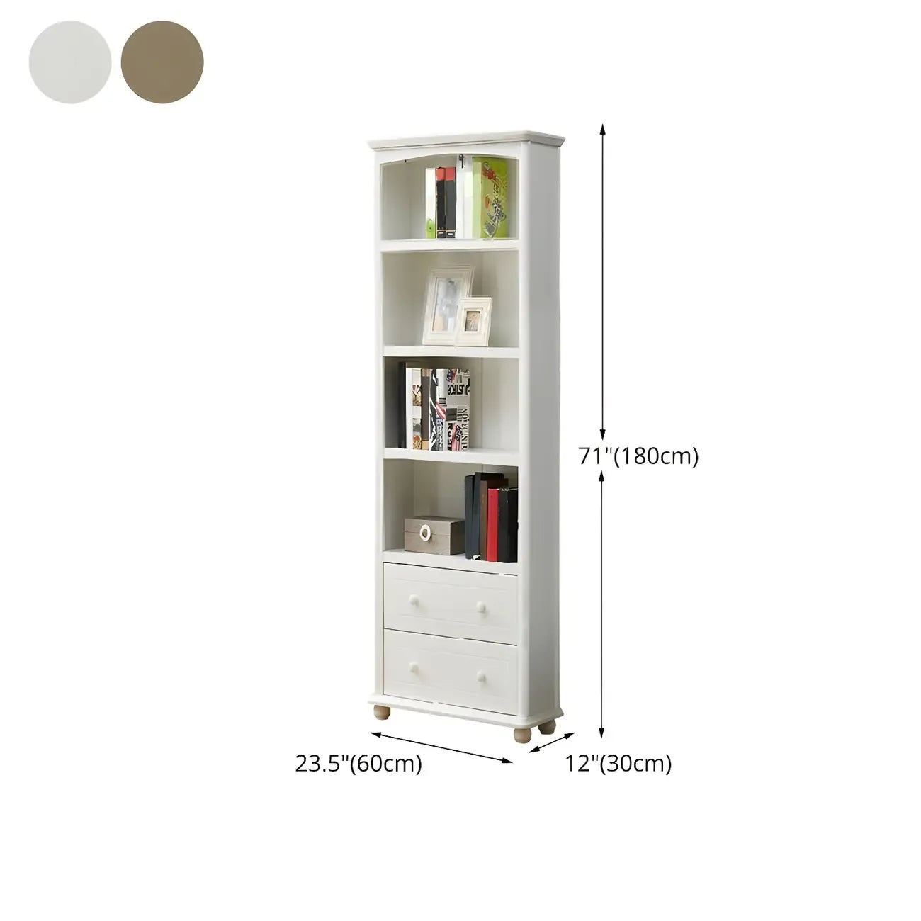 Modern White Wooden Bookcase with Storage for Home Office
