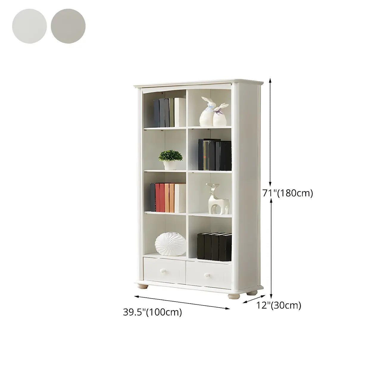 Modern White Wooden Bookcase with Storage for Home Office