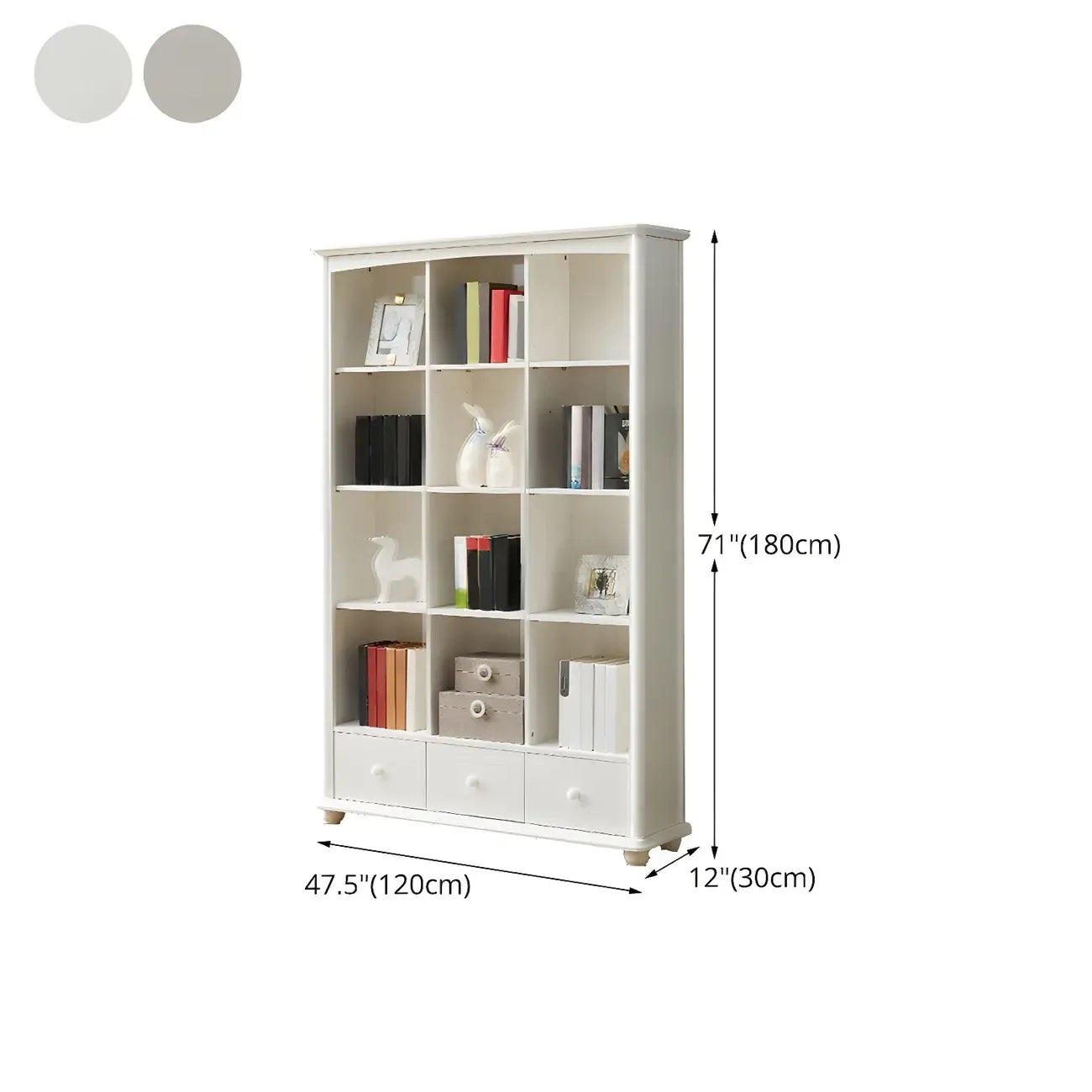Modern White Wooden Bookcase with Storage for Home Office